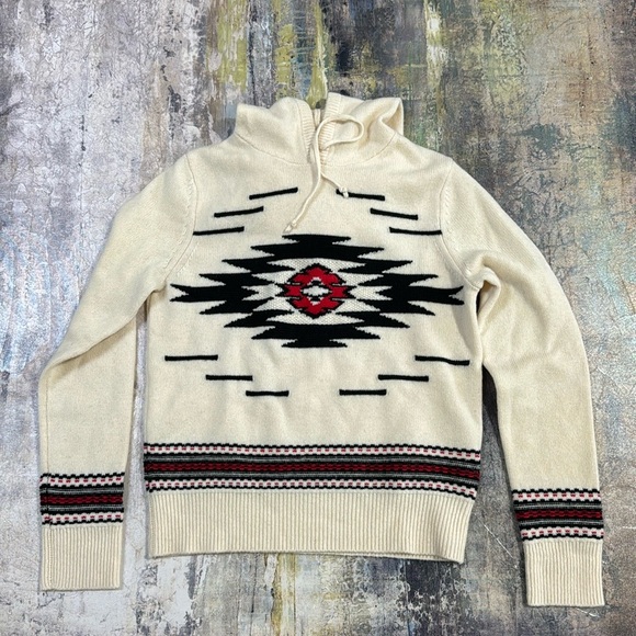 Polo Ralph Lauren Wool Cashmere Sweater Aztec Hoodie sz Small - Picture 2 of 11